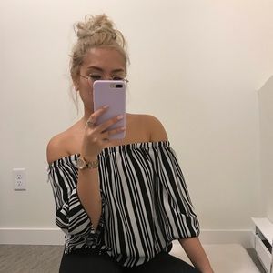 Stripped top black and white